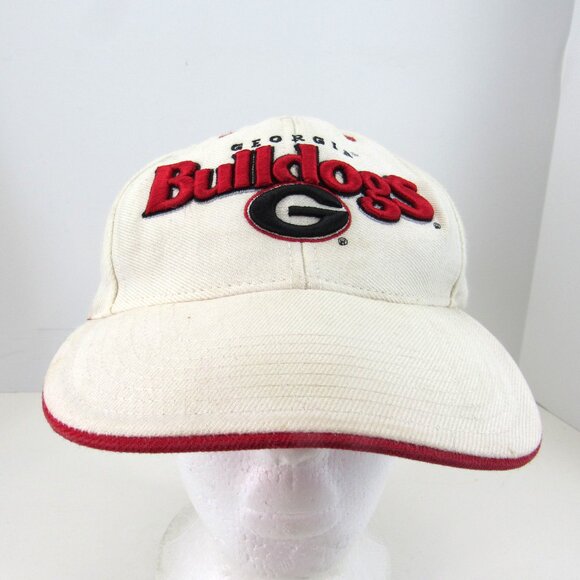 Georgia Bulldogs G Embroidered Logo Men's White Adjustable Strap Back Cap Hat - Picture 2 of 9